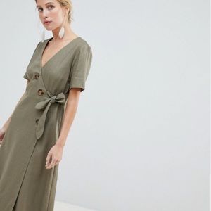 ASOS wrap midi dress with button detail NWOT